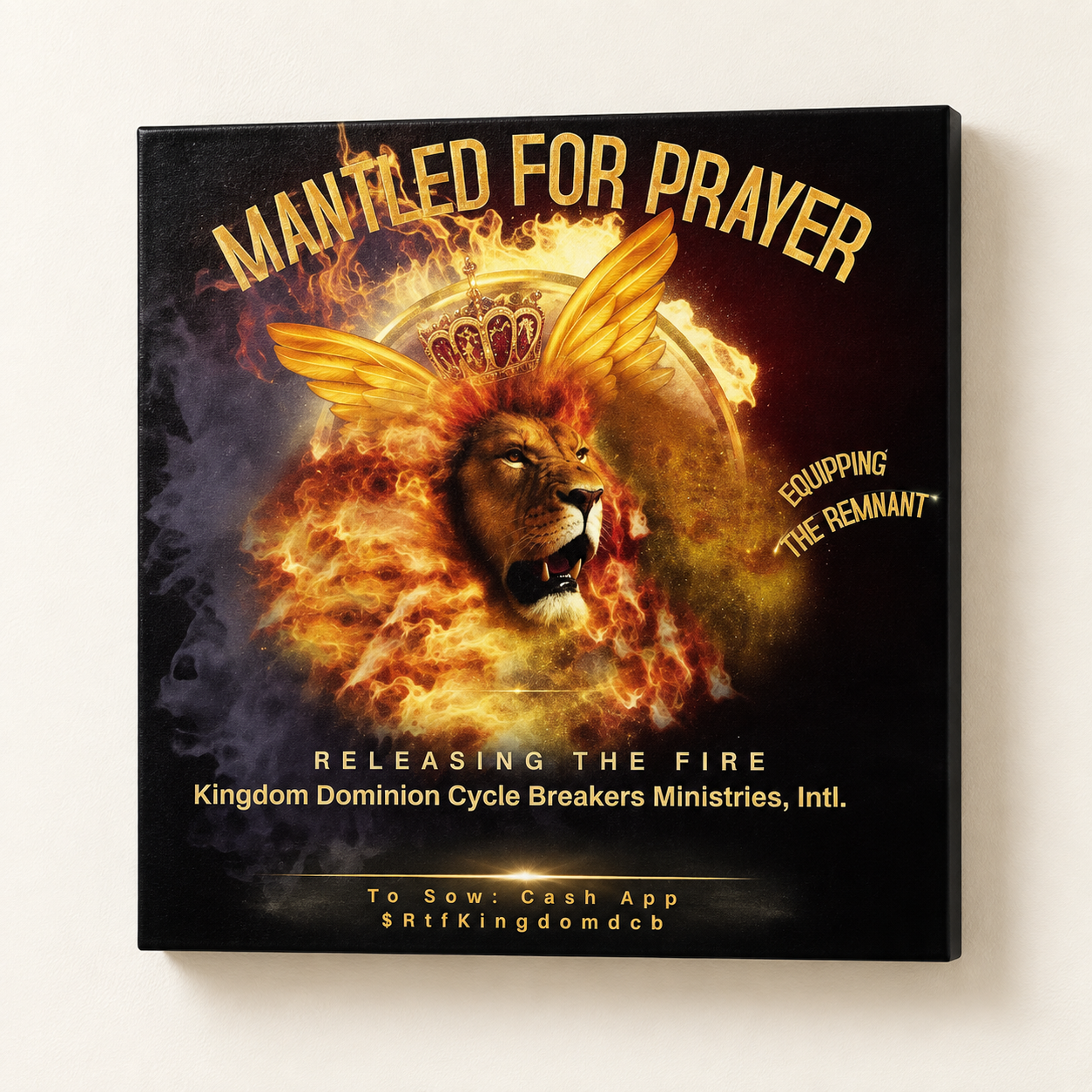 Prayer Plaque with the collection’s lion, crown, and fire artwork